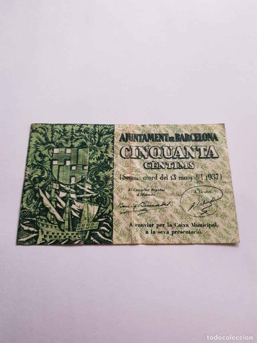 Banconote locali: AYUNTAMIENTO DE BARCELONA- 50 CENTIMOS 13 DE MAYO DE 1937