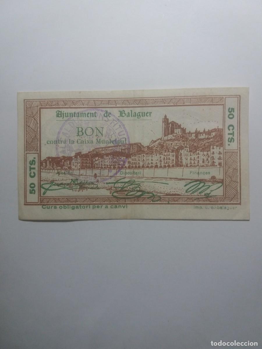 Banconote locali: Billete 50 C&egrave;ntims Ajuntament Balaguer 5 Agost 1937