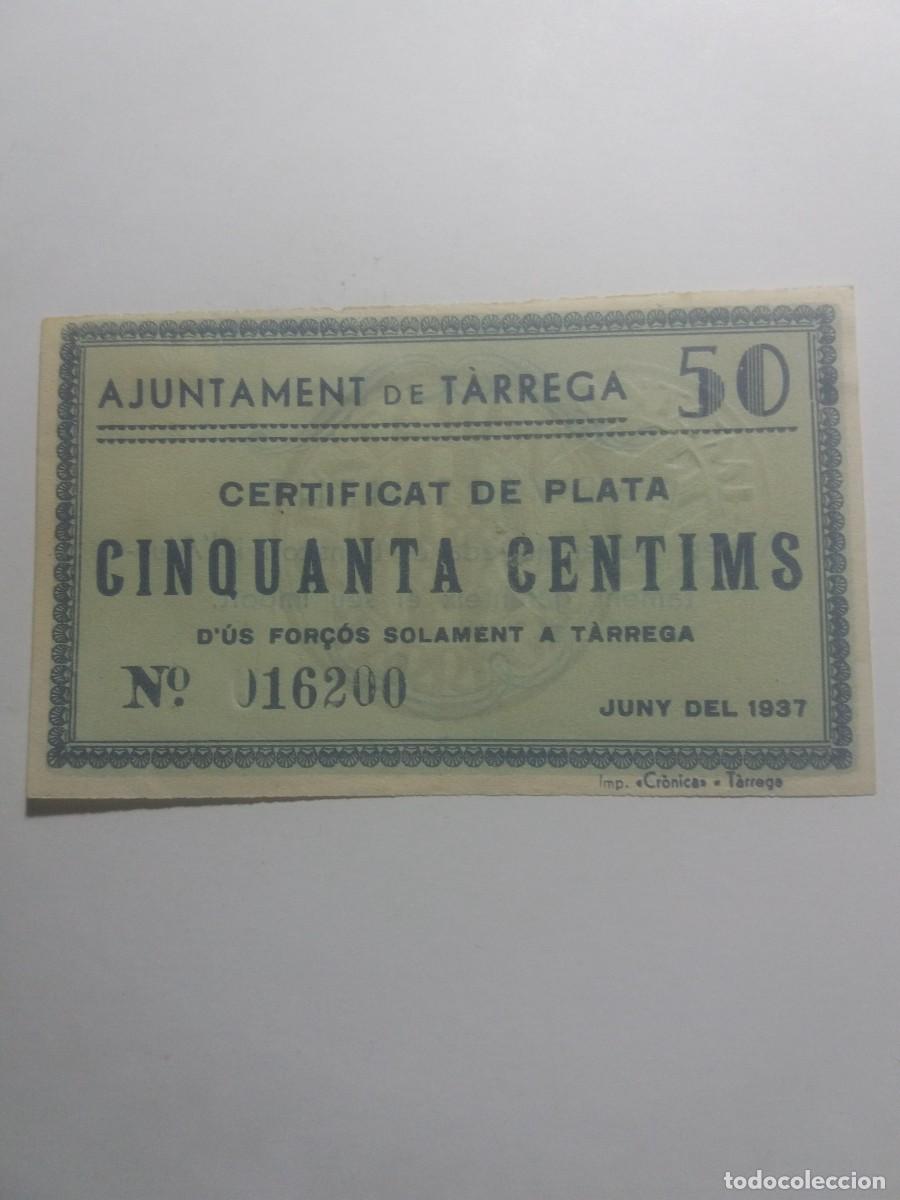 Banconote locali: Billete 50 C&egrave;ntims Ajuntament T&Agrave;RREGA Juny 1937