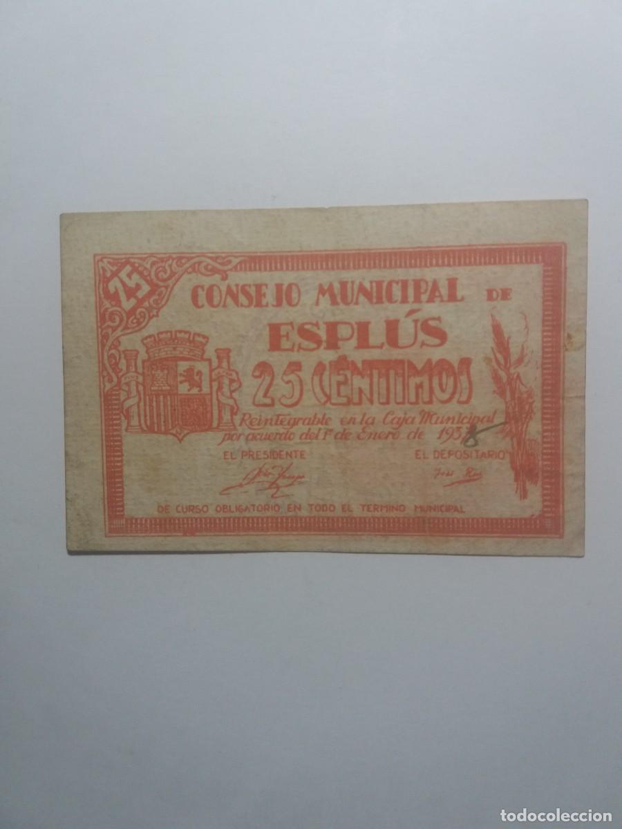 Banconote locali: Billete 25 C&eacute;ntimos Consejo Municipal ESPL&Uacute;S