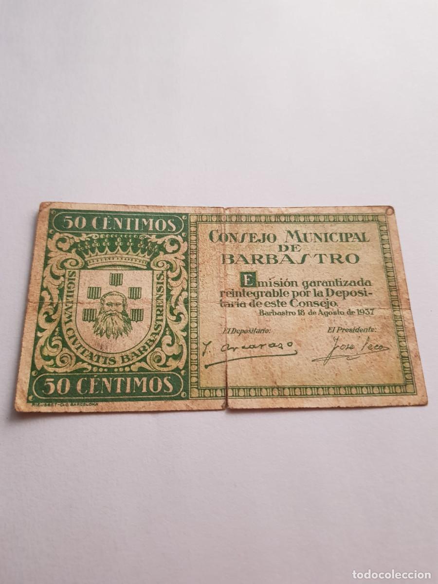 Banconote locali: CONSEJO MUNICIPAL DE BARBASTRO-50 CENTIMOS-18 DE AGOSTO DE 1937