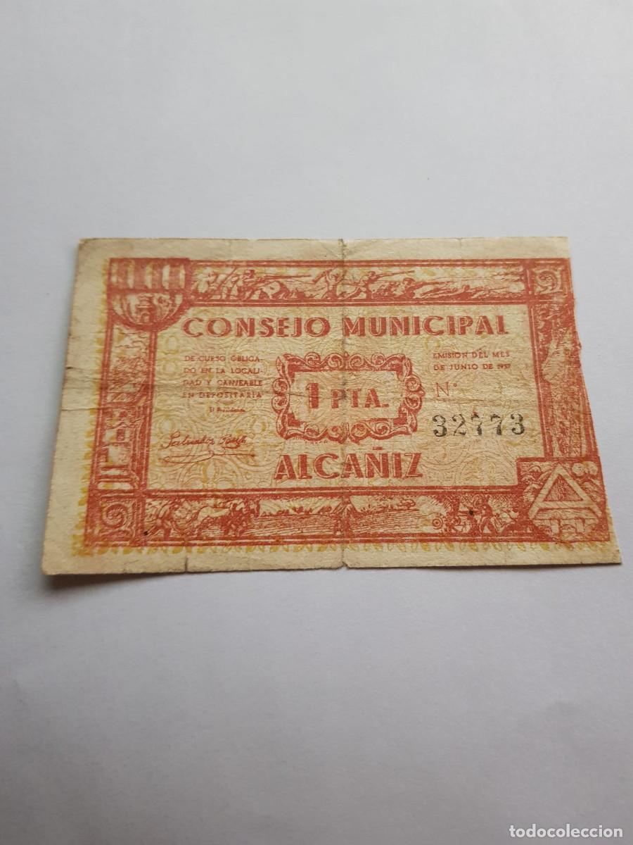 Billetes locales: CONSEJO MUNICIPAL ALCA&Ntilde;IZ-1 PESETA- JUNIO 1937