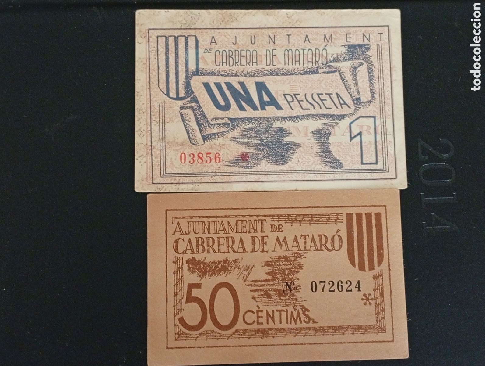 Banconote locali: Conjunto de 2 billetes Cabrera de Matar&oacute; 1937 Barcelona