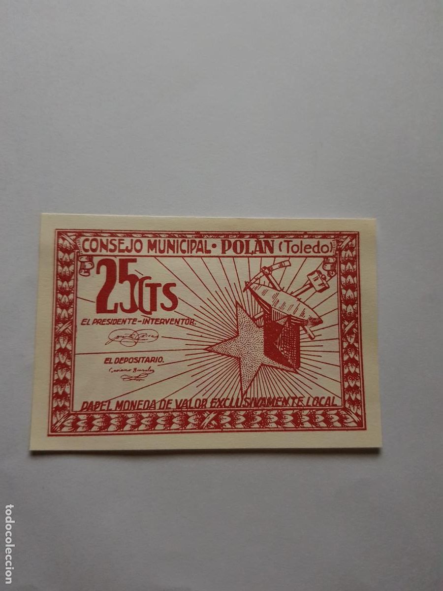 Billetes locales: CONSEJO MUNICIPAL-POLAN-TOLEDO-25 CENTIMOS