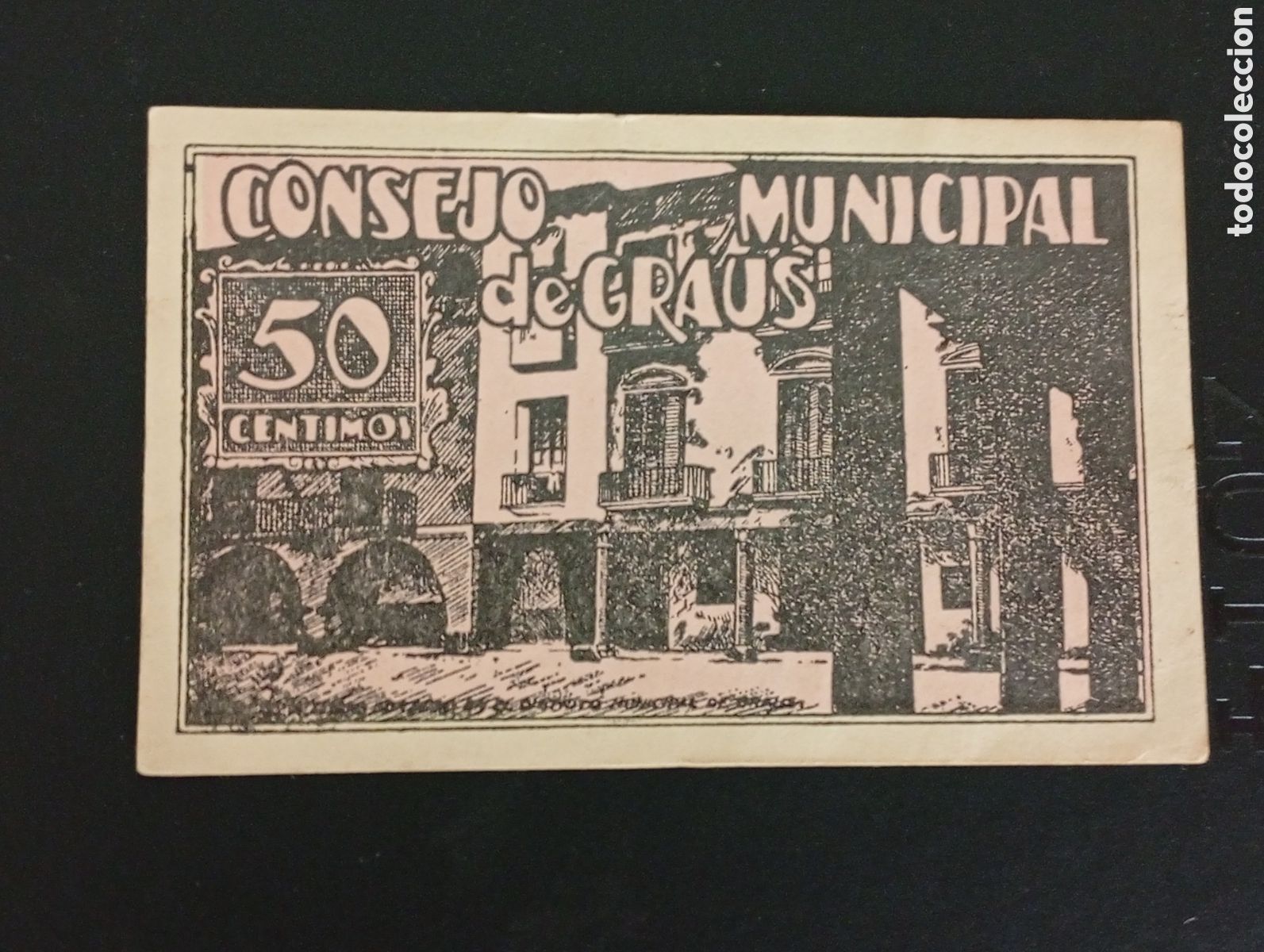 Billetes locales: Billete de 50 c&egrave;ntimos Graus 1937 Huesca - Foto 2