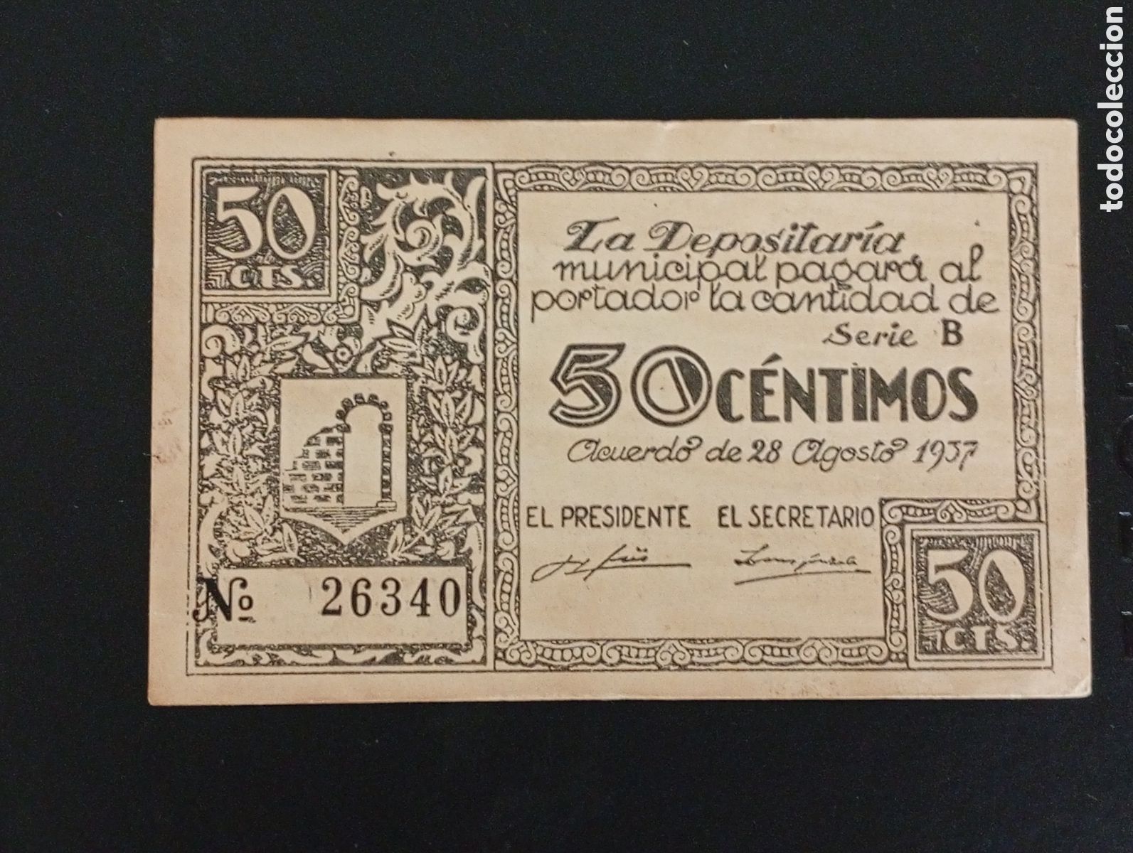 Billetes locales: Billete de 50 c&egrave;ntimos Graus 1937 Huesca