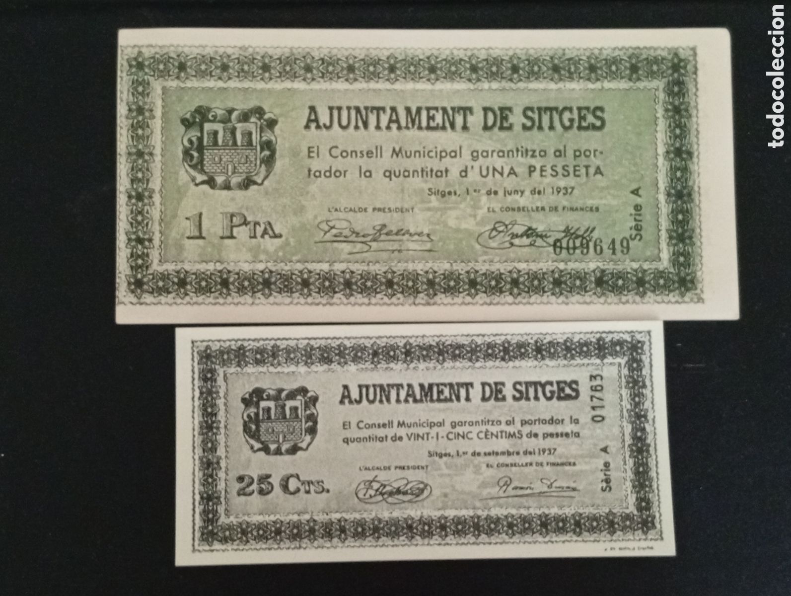 Billetes locales: Billetes de Sitges guerra civil 1937 Barcelona