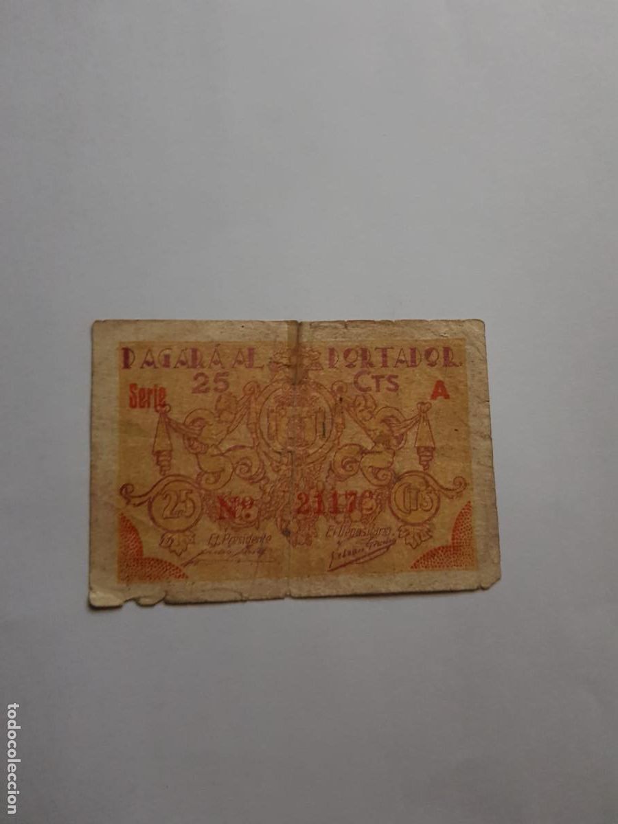 Billetes locales: MUNICIPAL DE UTIEL- 25 CENTIMOS - Foto 2