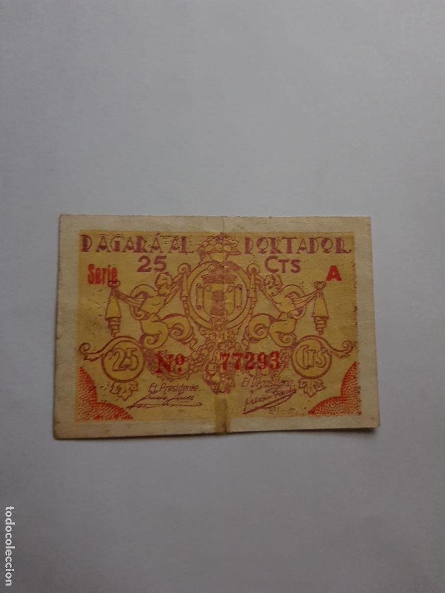 Billetes locales: MUNICIPAL DE UTIEL- 25 CENTIMOS - Foto 2