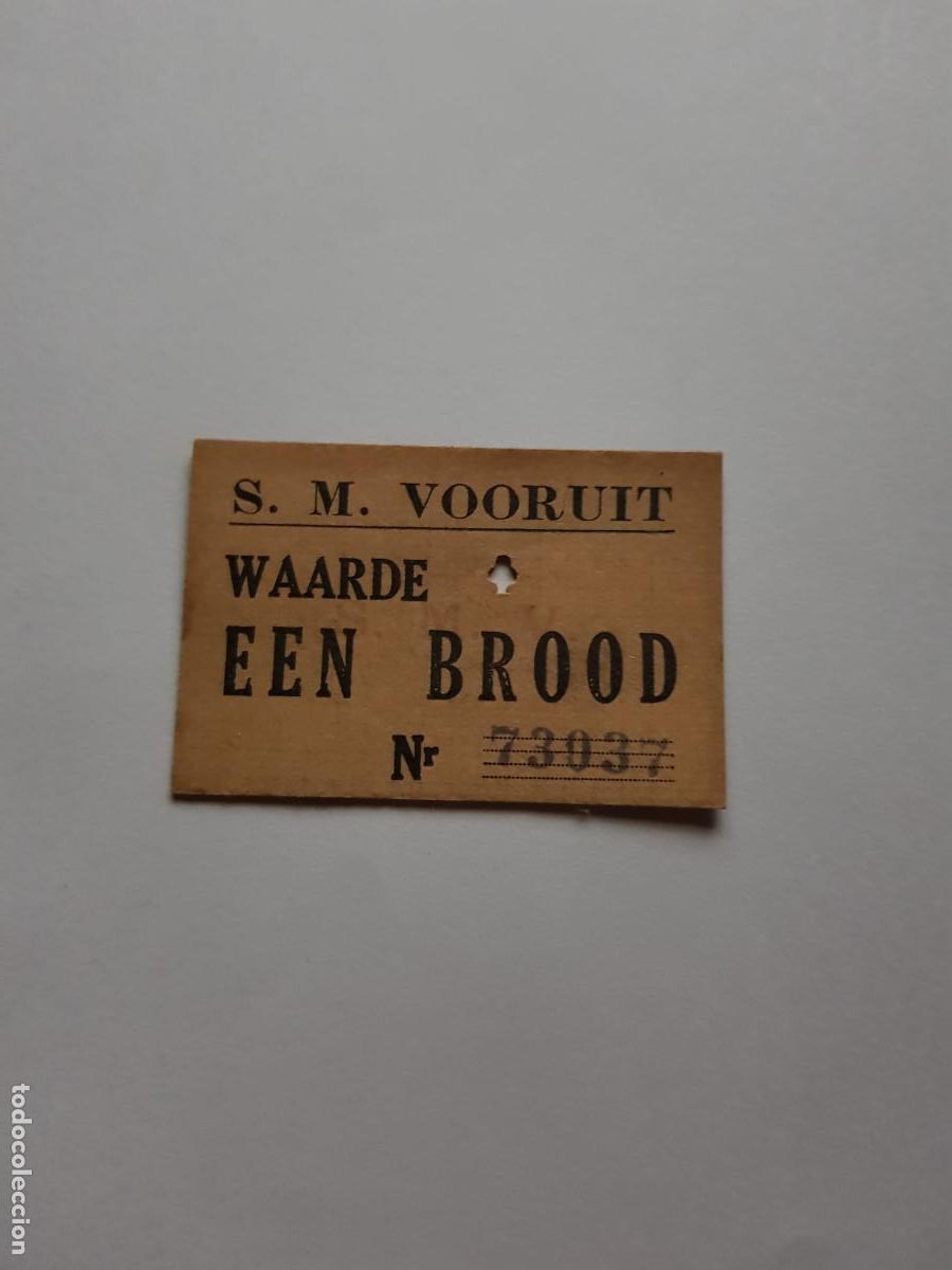 Billetes locales: ALEMANIA-S.M.VOORUIT-WAARDE EEN BROOD-BONO POR 1 BARRA DE PAN-1 JUNIO DE 1941