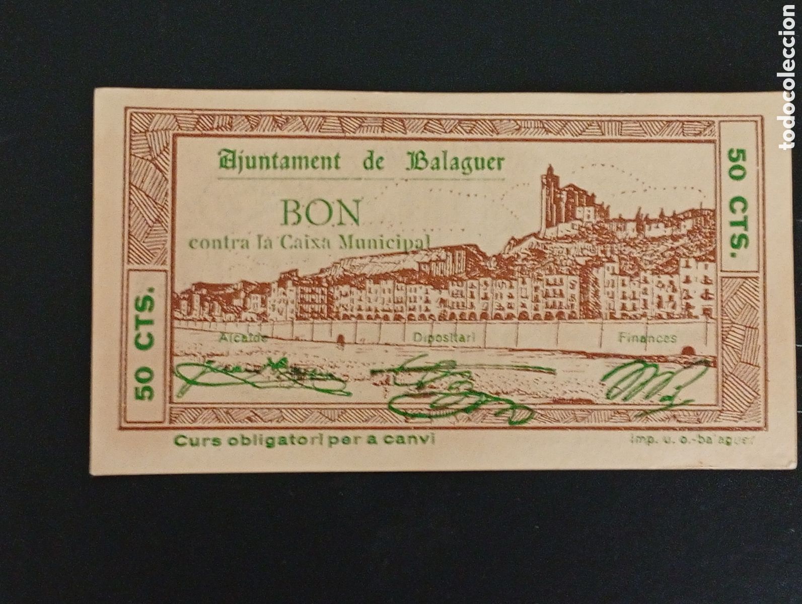 Billetes locales: Billete de 50 c&egrave;ntims Balaguer 1937 Lleida