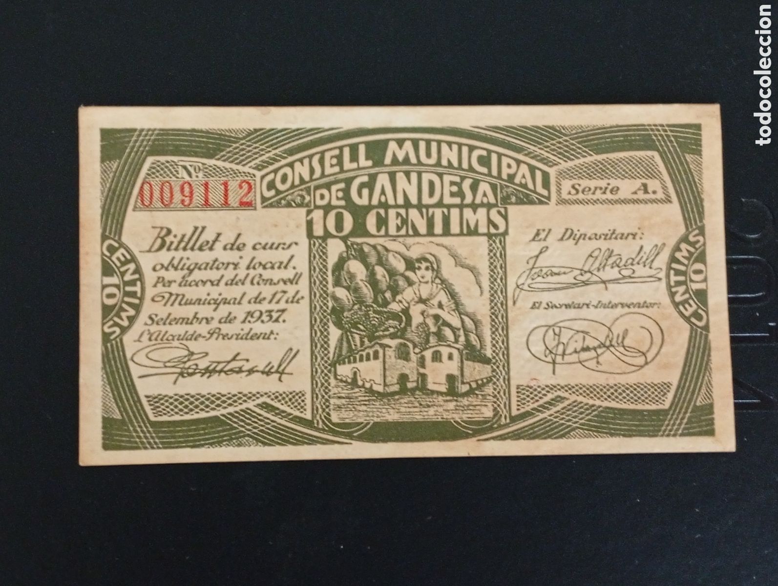 Billetes locales: Billete de 10 cent Gandesa 1937 Barcelona