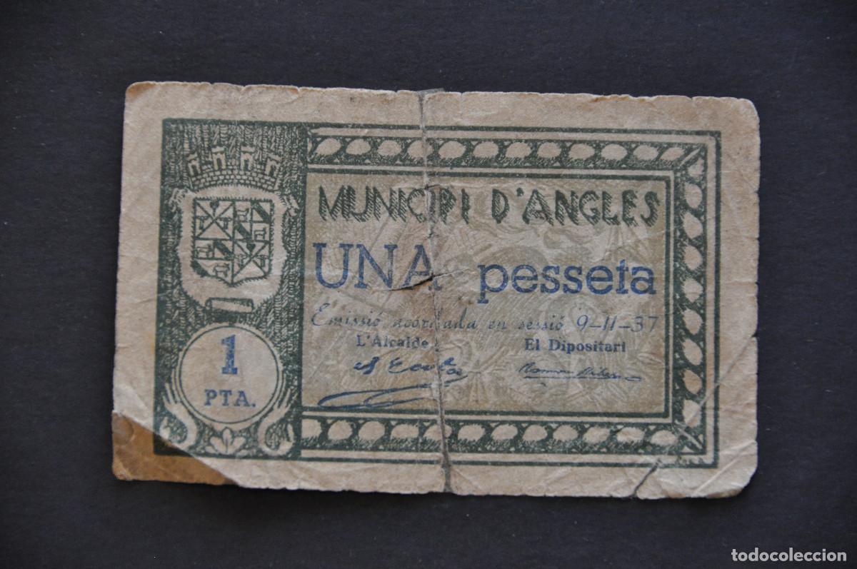 Notas locais: MUNICIPI D'ANGLES - UNA PESSETA 9-11-1937