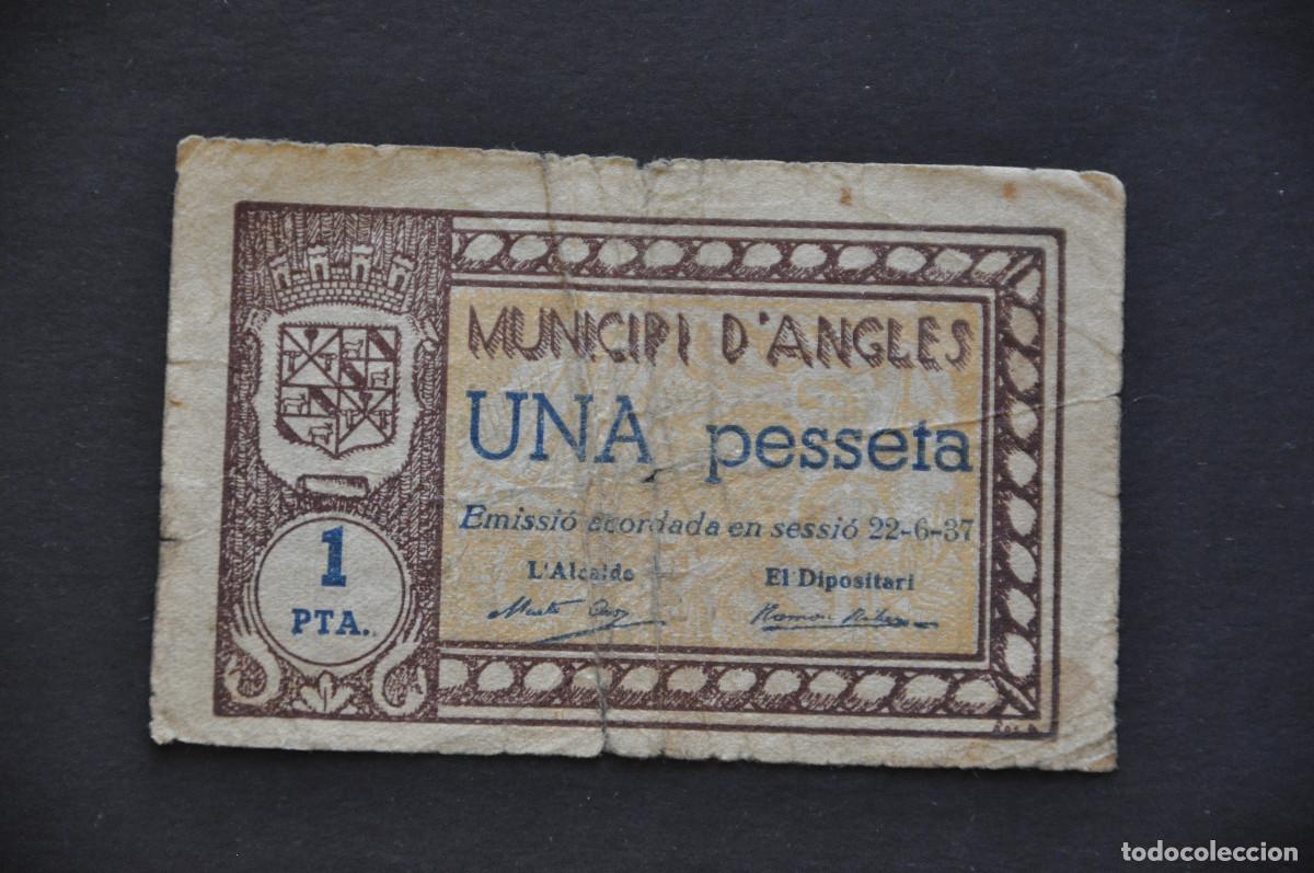 Notas locais: MUNICIPI D'ANGLES - UNA PESSETA 22-6-1937