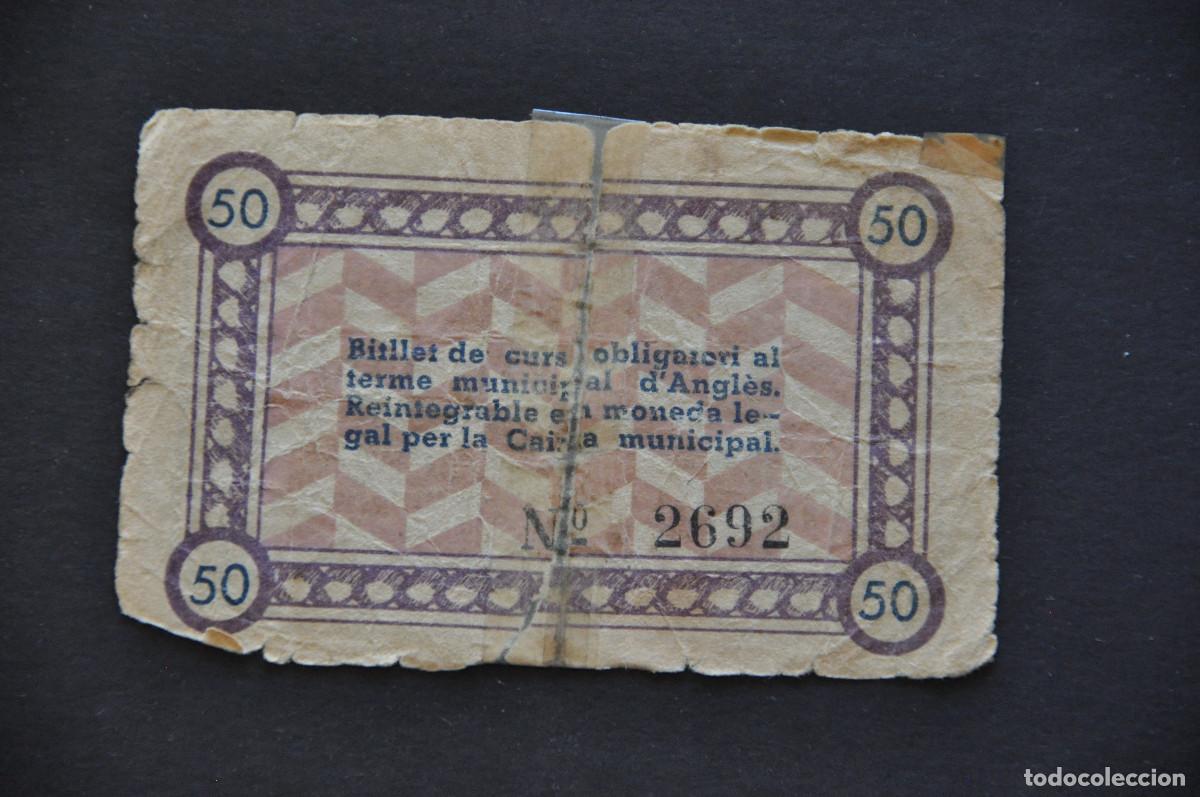 Billetes locales: MUNICIPI DANGLES - 50 CENTIMS 22-6-1937 - Foto 2