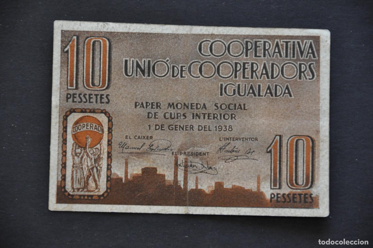 Notas locais: COOPERATIVA UNI&Oacute; DE COOPERADORS IGUALADA - 10 PESSETES 1938
