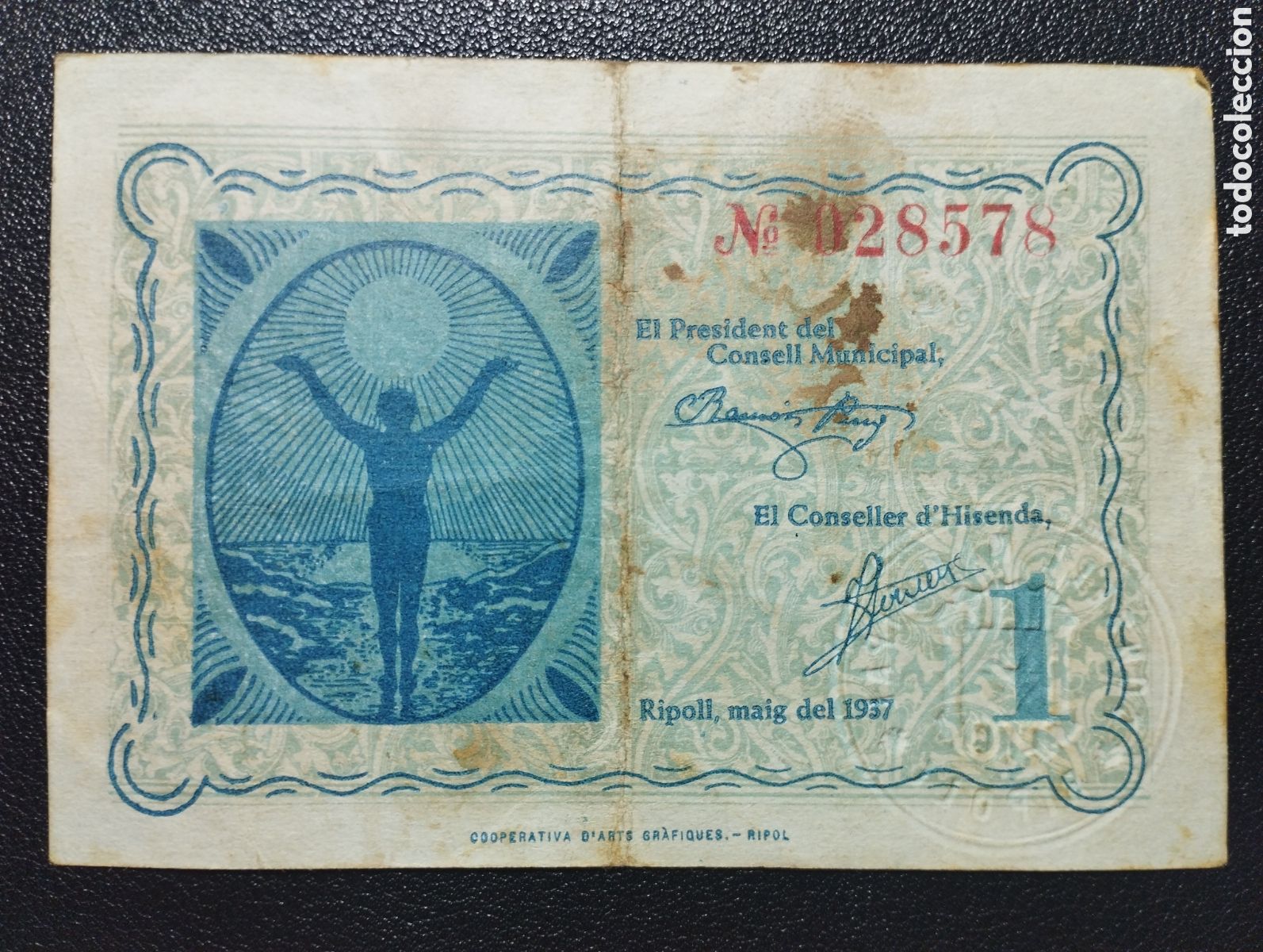 Billetes locales: Gerona - Ripoll con sello en seco - Foto 2