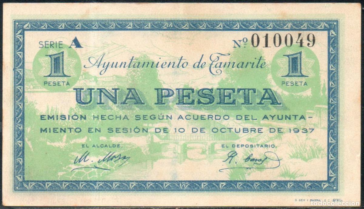 Billetes locales: Billete local Tamarite 1 peseta