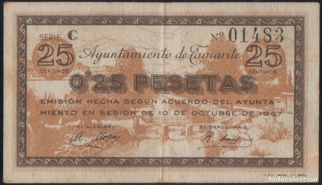Billetes locales: Billete local Tamarite 0,25 pesetas
