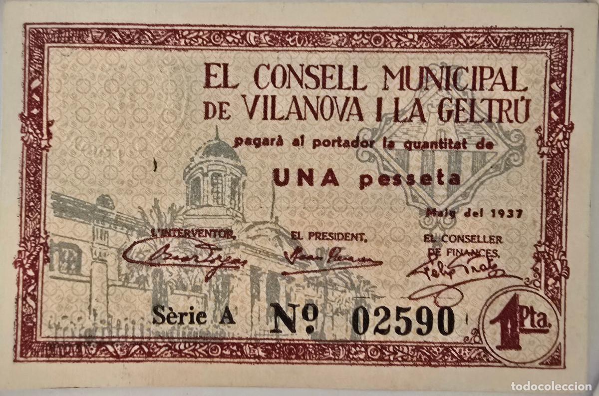 Billetes locales: Billete local Tvilanova y la geltru 1 peseta