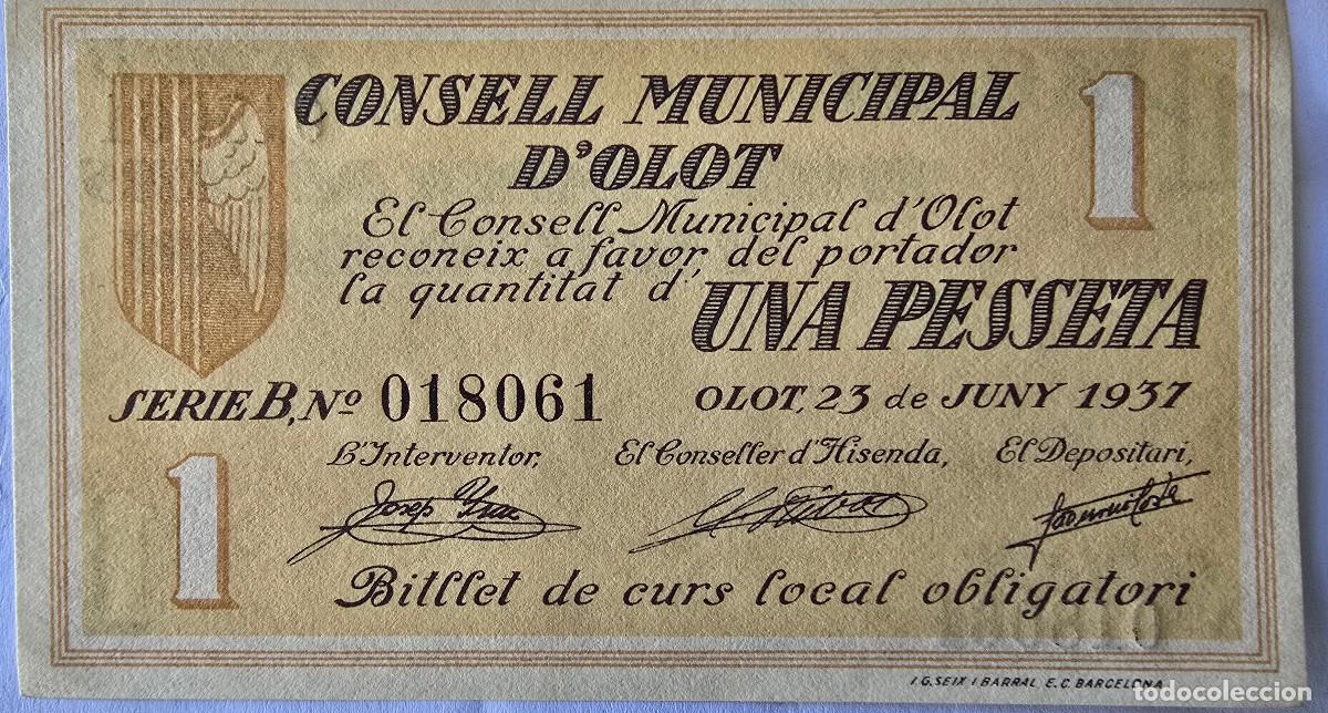 Billetes locales: Billete local Olot 1 pesseta