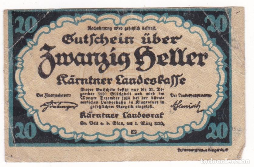 Billetes locales: F6-40- Billete Local 20 Heller 1920