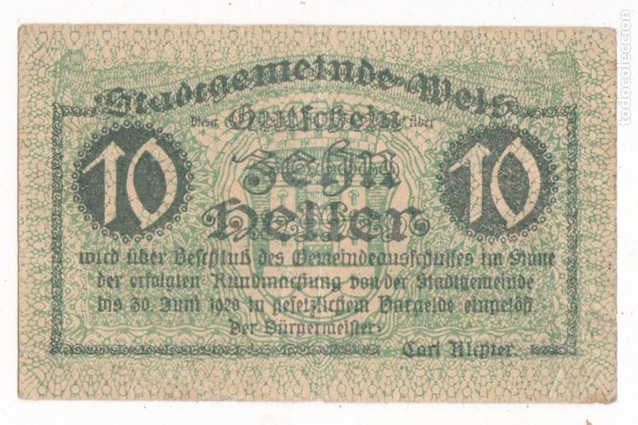Billetes locales: F6-40- Billete Local 10 Heller 1920