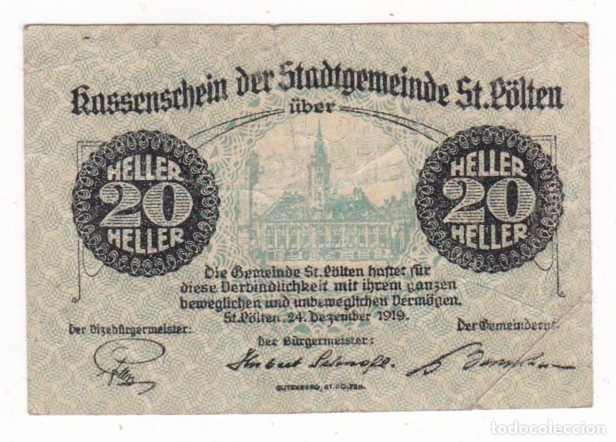 Billetes locales: F6-40- Billete Local 20 Heller 1919