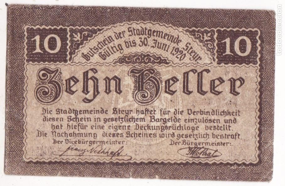 Billetes locales: F6-41- Billete Local 10 Heller 1920