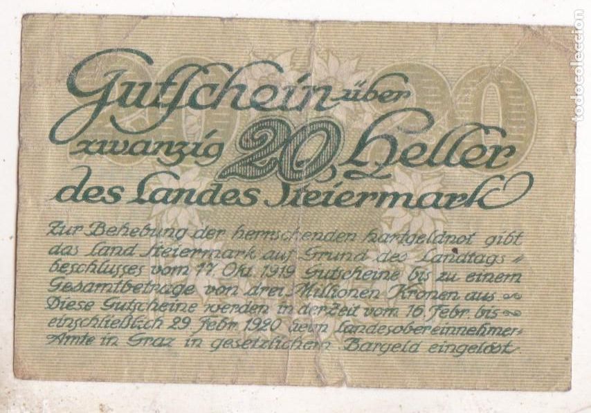 Billetes locales: F6-41- Billete Local 20 Heller 1919
