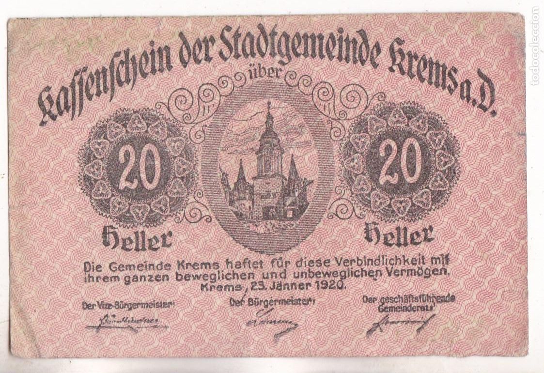 Billetes locales: F6-41- Billete Local 20 Heller 1920