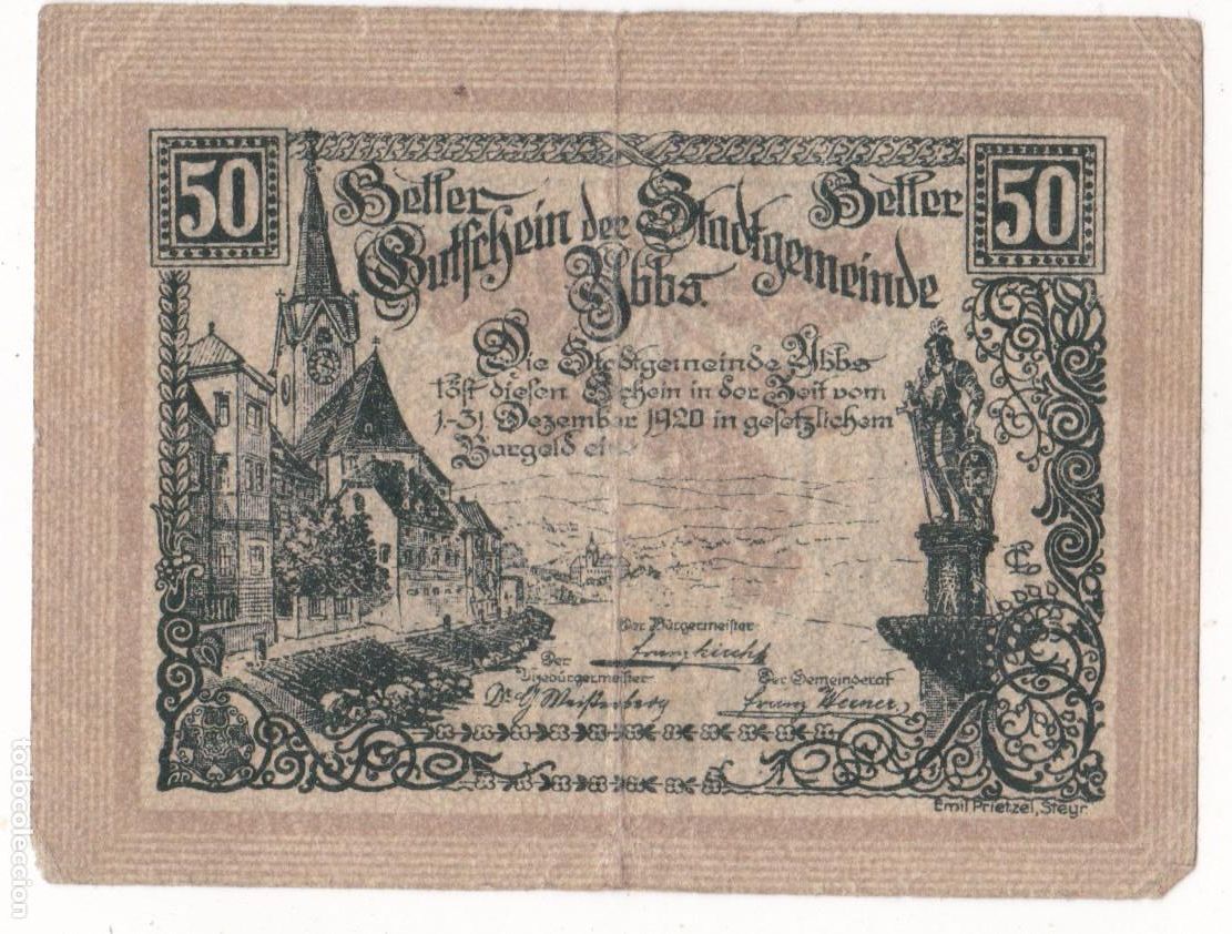 Billetes locales: F6-42- Billete Local 50 Heller 1920