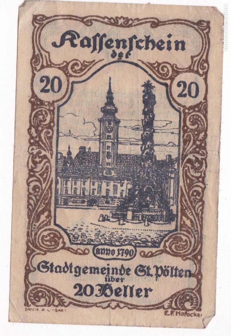 Billetes locales: F6-42- Billete Local 20 Heller 1920