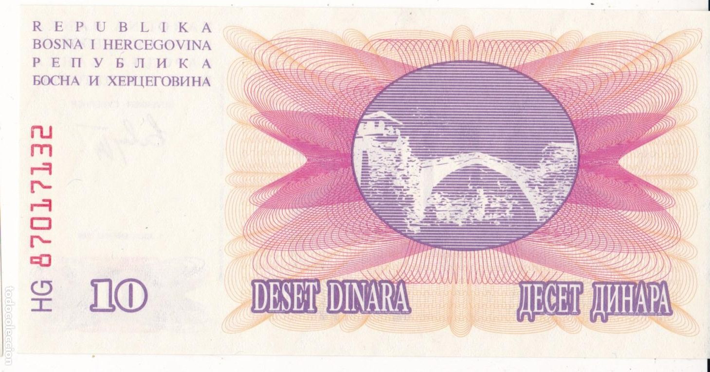 Banconote locali: F6-46- Billete 10 Dinares BOSNIA Y HERZEGOVINA . Sin Circular