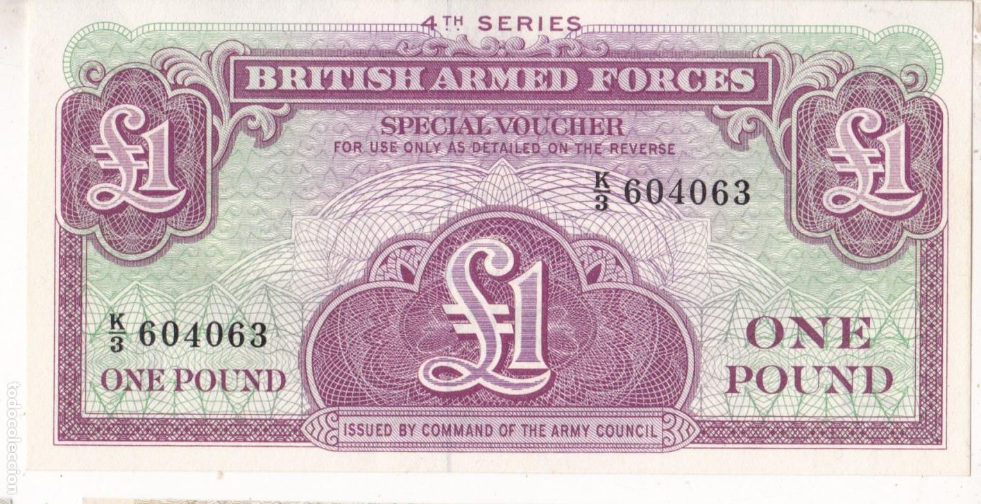 Billetes locales: F6-53- Billete 1 Libra FUERZAS ARMADAS BRITANICAS .Sin Circular