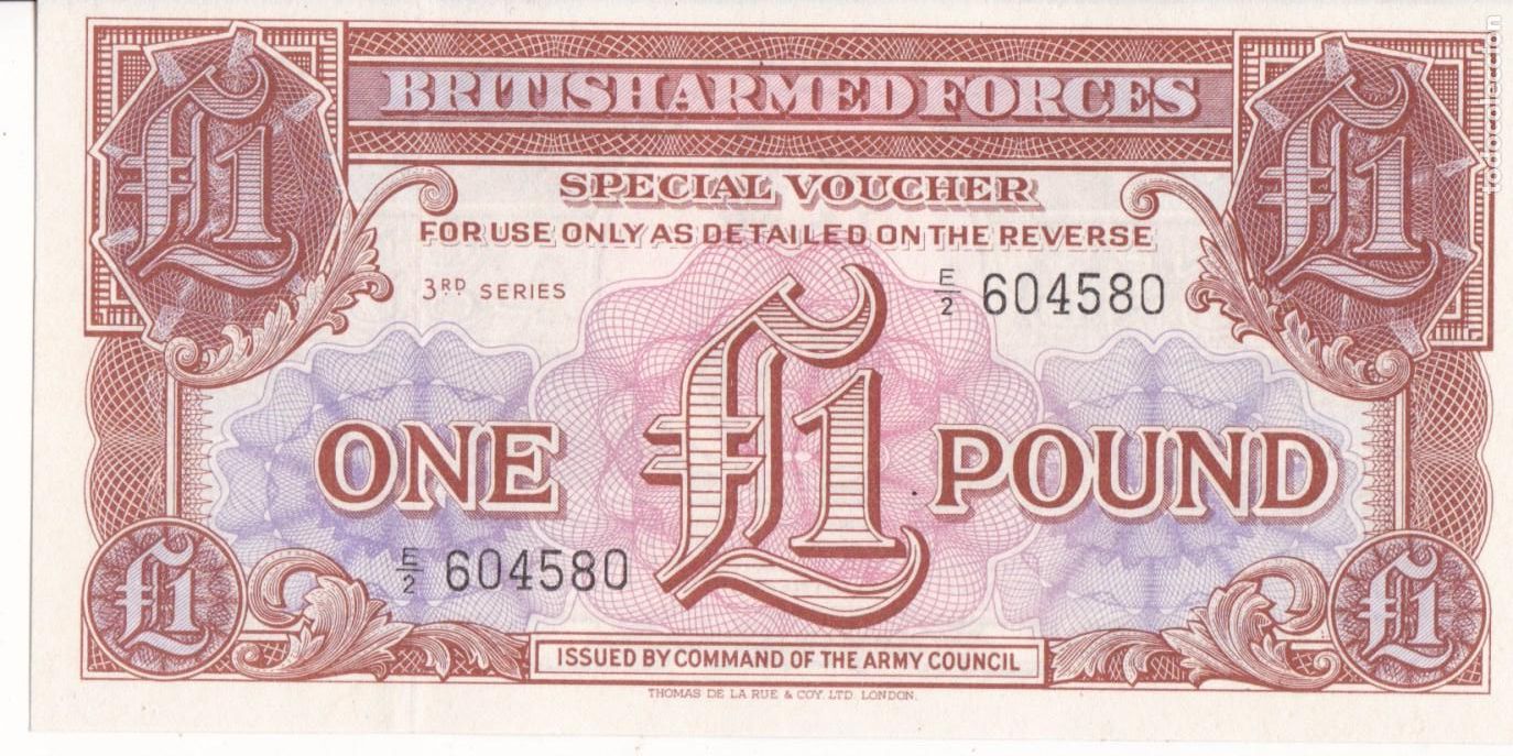 Billetes locales: F6-54- Billete 1 Libra FUERZAS ARMADAS BRITANICAS .Sin Circular