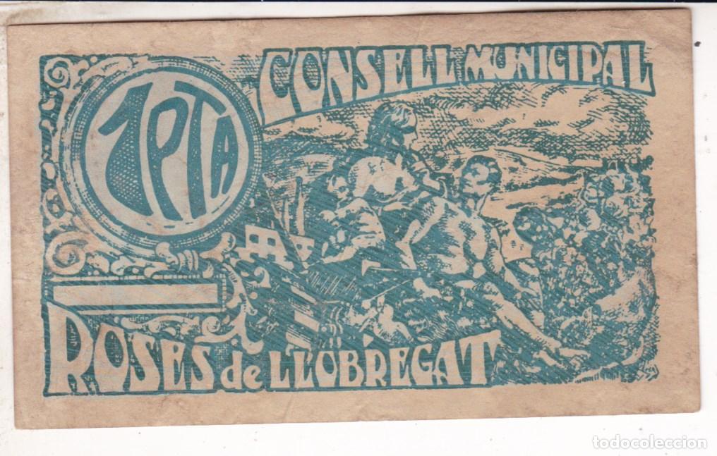 Billetes locales: F6-58- Billete Local 1 Pesseta ROSES de LLOBREGAT 1937