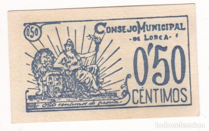 Billetes locales: F6-58- Billete Local 0.50 Cts de Peseta LORCA 1937