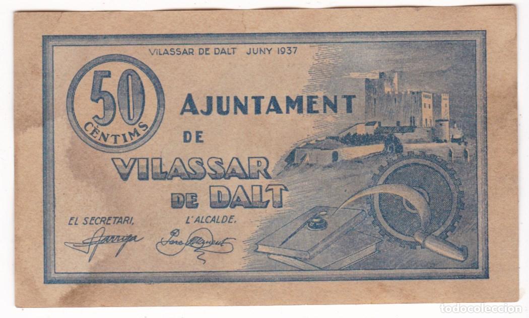 Billetes locales: F6-60- Billete Local 50 Cts VILASSAR de DALT 1937
