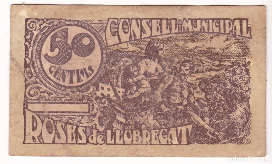 Billetes locales: F6-63- Billete Local 50 Cts ROSES DE LLOBREGAT 1937