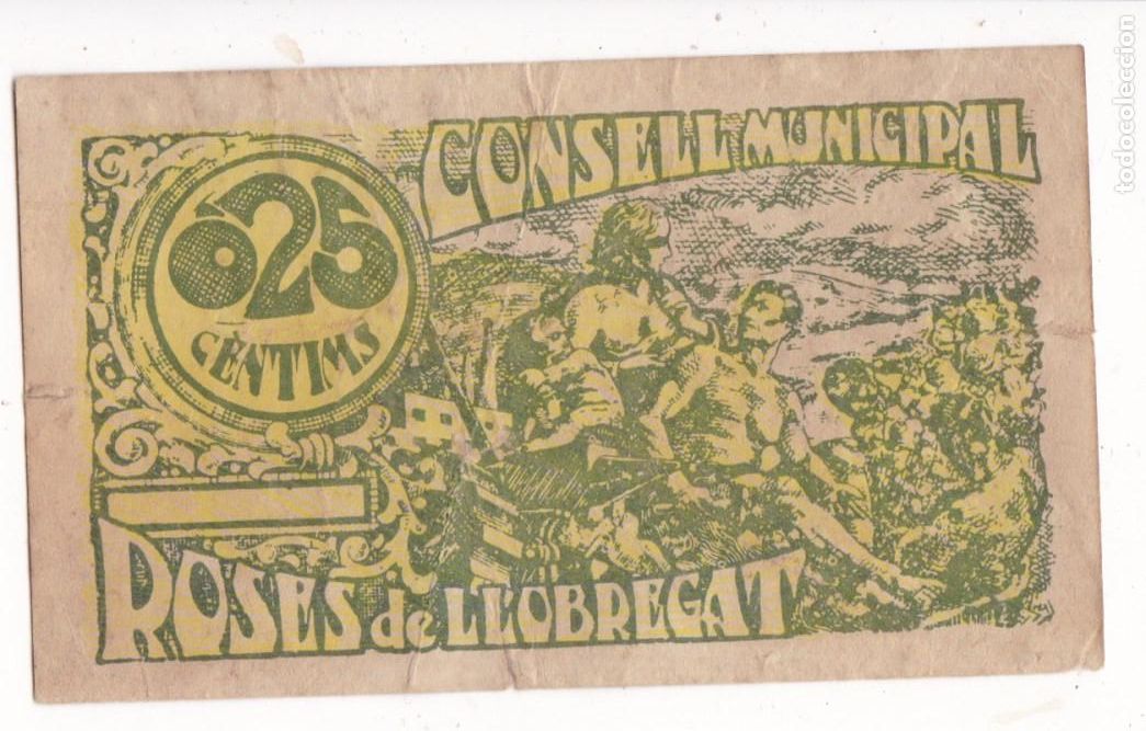 Billetes locales: F6-64- Billete Local 25 Cts ROES DE LLOBREGAT 1937