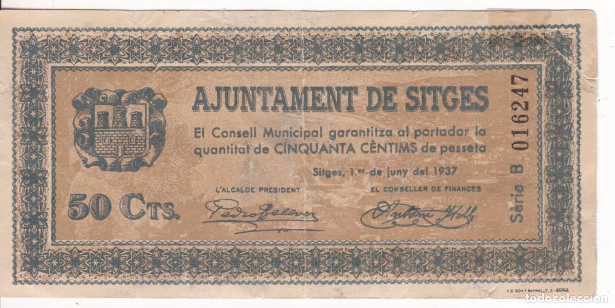 Billetes locales: F6-66- Billete LOCAL 50 Cts SITGES 1937