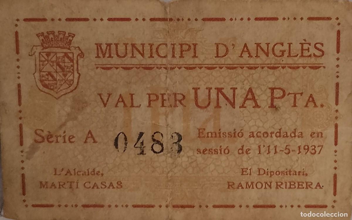Billetes locales: BILLETE LOCAL DE 1 PESETA DE ANGLES