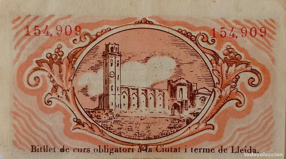 Billetes locales: BILLETE LOCAL DE 25 CENTIMOS DE LLEIDA - Foto 2