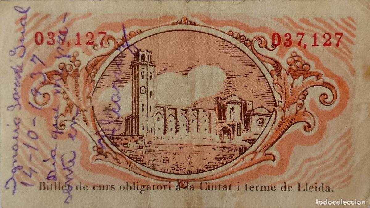 Billetes locales: BILLETE LOCAL DE 25 CENTIMOS DE LLEIDA - Foto 2
