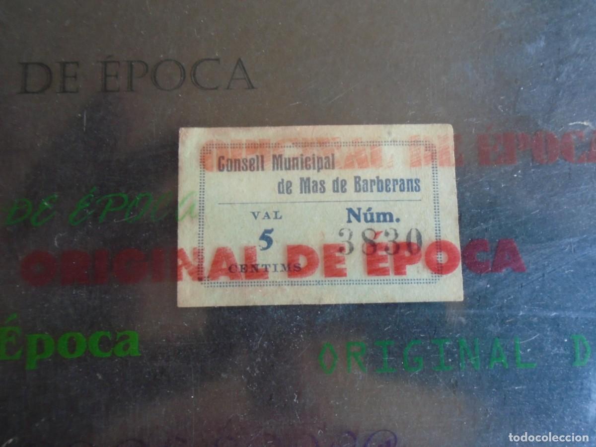 Billetes locales: (YA-002A)VAL 5 CTS.CONSELL MUNICIPAL DE MAS DE BARBERANS(TARRAGONA)-GUERRA CIVIL