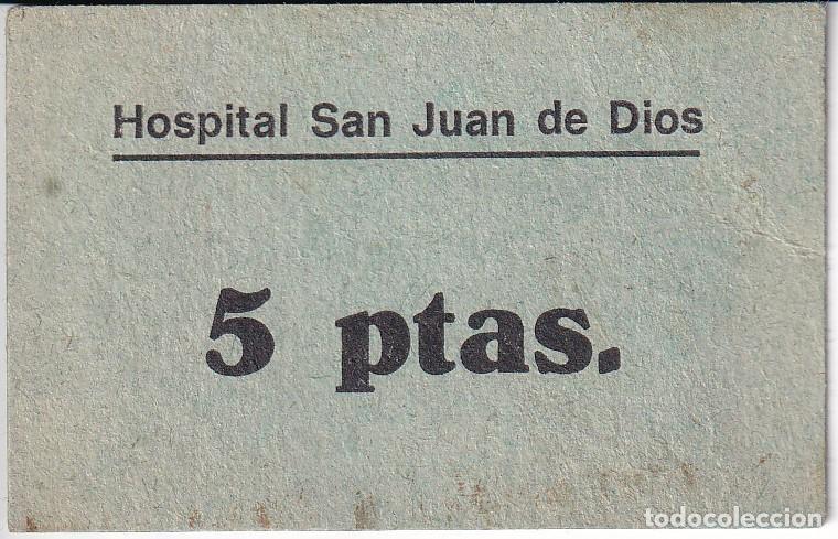 Billets locaux: VALE DE 5 PESETAS DEL HOSPITAL DE SAN JUAN DE DIOS (BILLETE)
