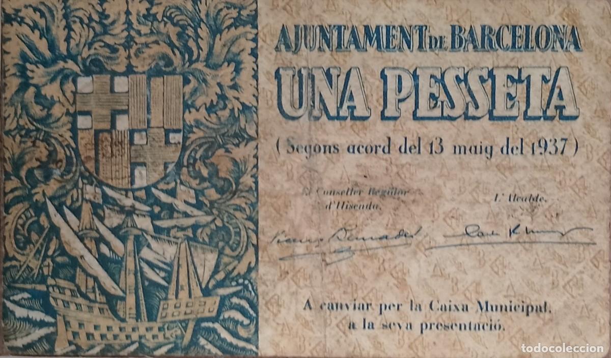 Billetes locales: BILLETE LOCAL DE 1 PESETA DE BARCELONA 1937 GUERRA CIVIL