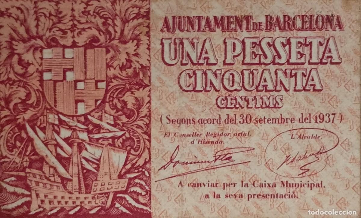 Billetes locales: BILLETE LOCAL DE 1,50 PESETAS DE BARCELONA 1937 GUERRA CIVIL