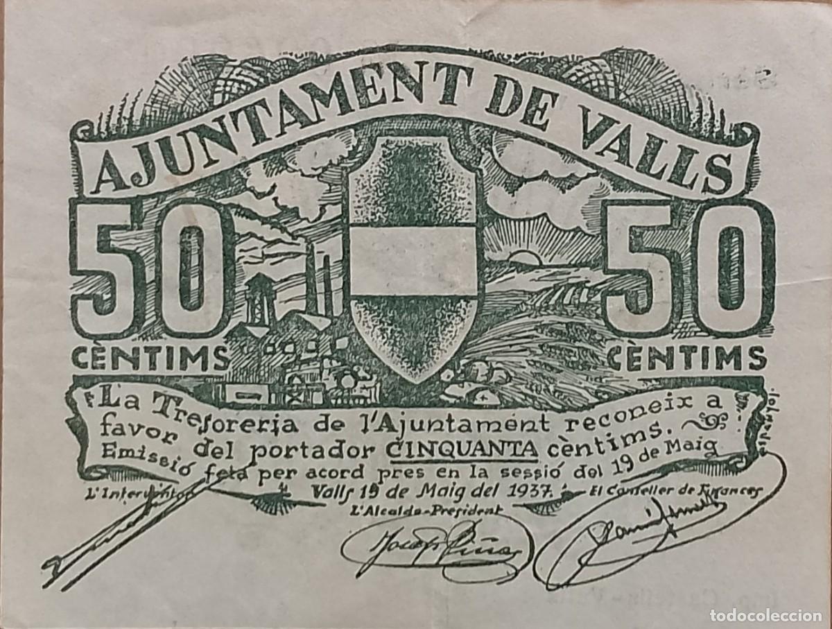 Billetes locales: BILLETE LOCAL DE 50 CENTIMOS DE VALLS 1937 GUERRA CIVIL